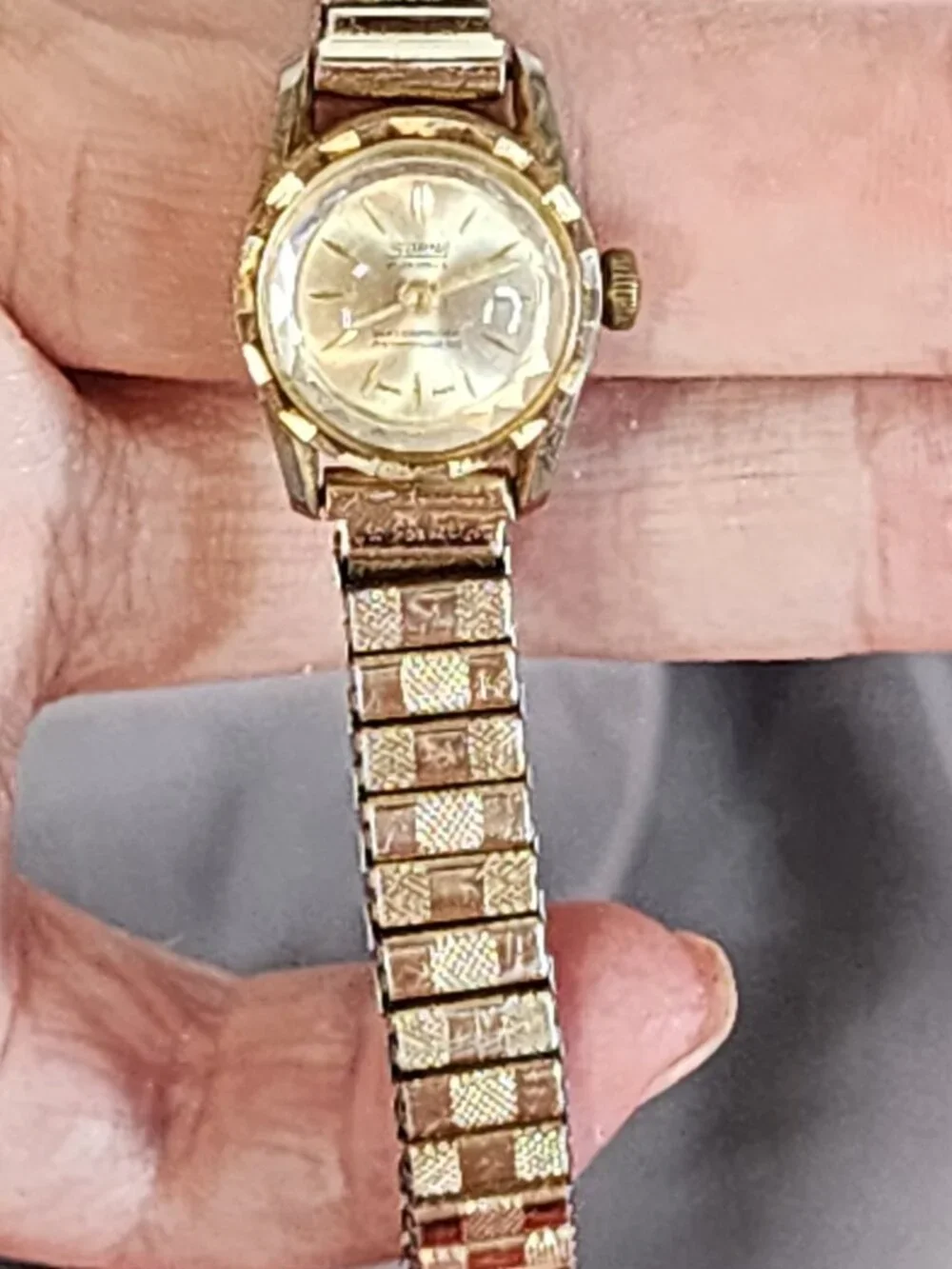 Sorna 17 Jewel Gold and Silver Plate Antimagnetic Waterproof Flex SS Back Watch